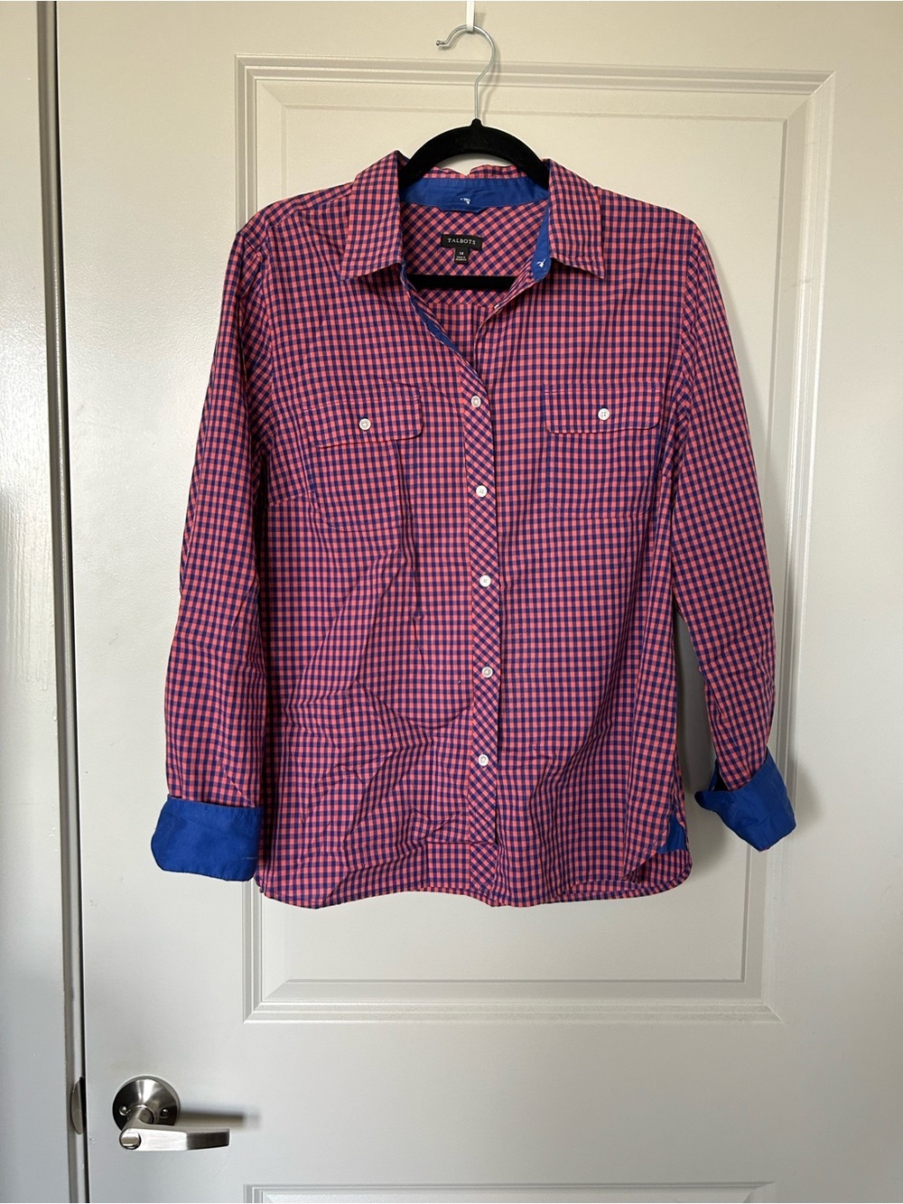 Talbots Pink and Blue Gingham Button-Down Shirt